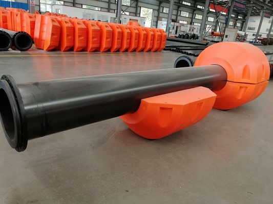 طوافة أنابيب HDPE صفراء / برتقالية على شكل أسطوانة لاحتياجات العملاء