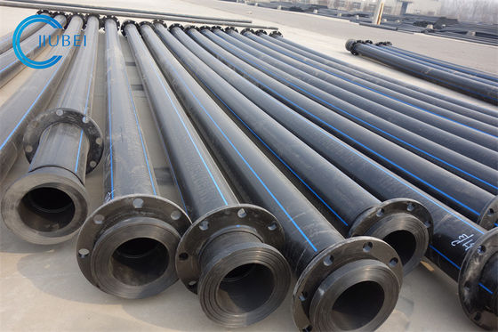 أسود مع الشرائط الزرقاء التجريف أنبوب HDPE للسمك المخصص والاتصال بالشريحة الفولاذية